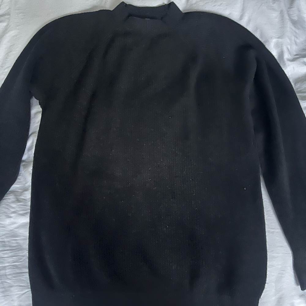 Uniqlo Black Knit Sweater - Middle Gauge Mock Neck Long-Sleeve Sweater
